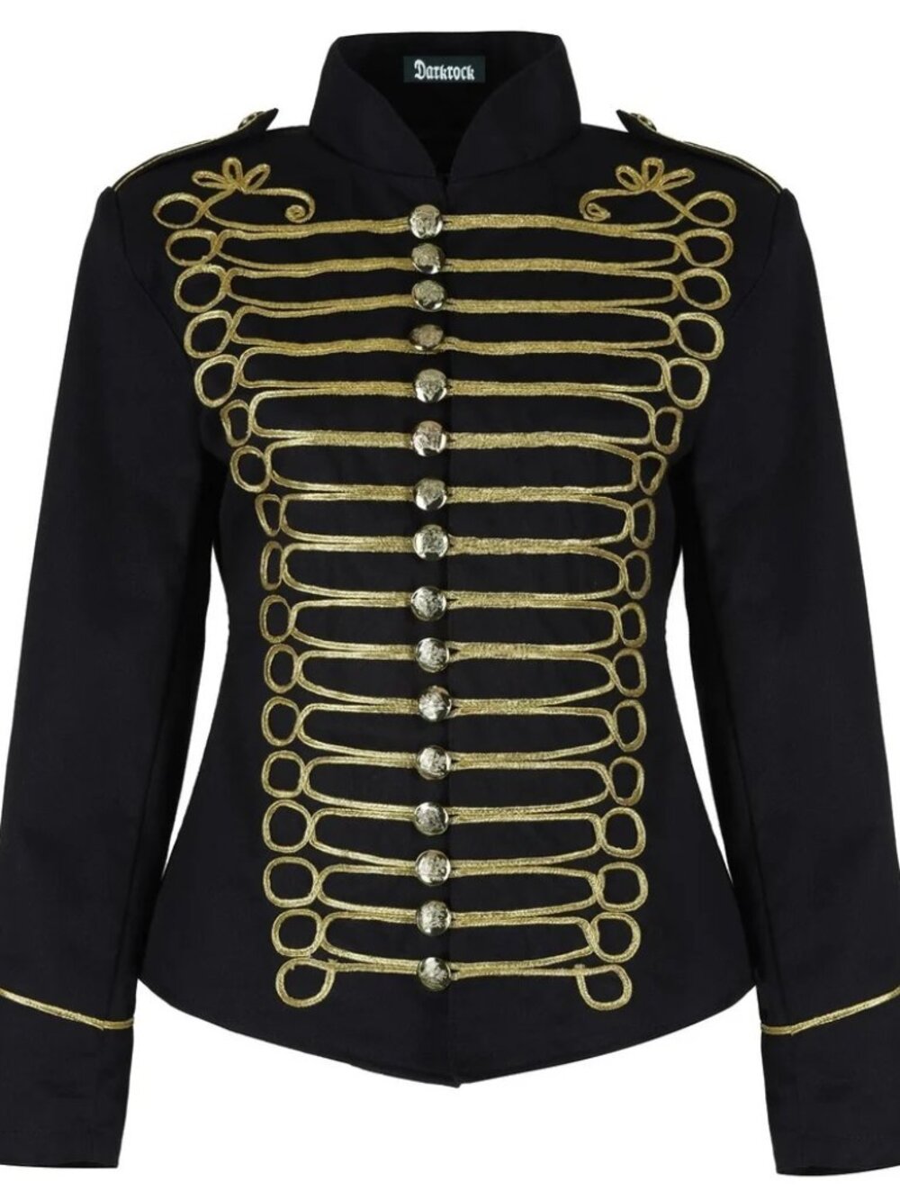 Women's Black Parade Ladies Jacket Steampunk Punk Rock Jacket Black/Gold Jacket